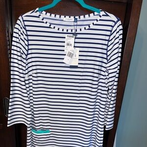 Cabana Life navy strip Cabana Dress shift dress